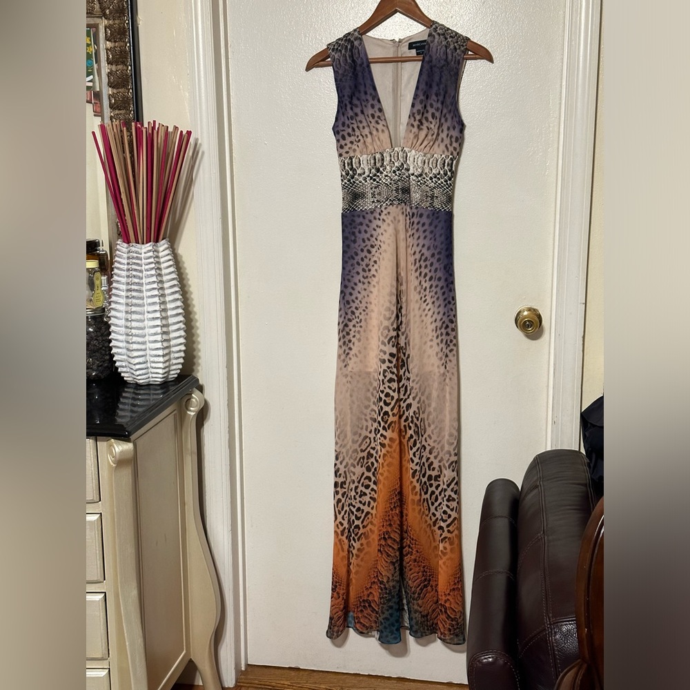 Marciano Leopard Print Maxi Dress - Blue, Orange, Cream